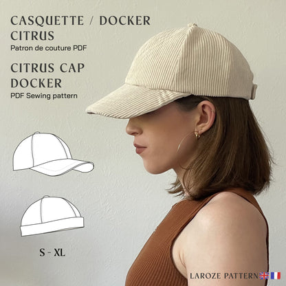 Patron PDF | Casquette, docker, miki | Taille S à XL