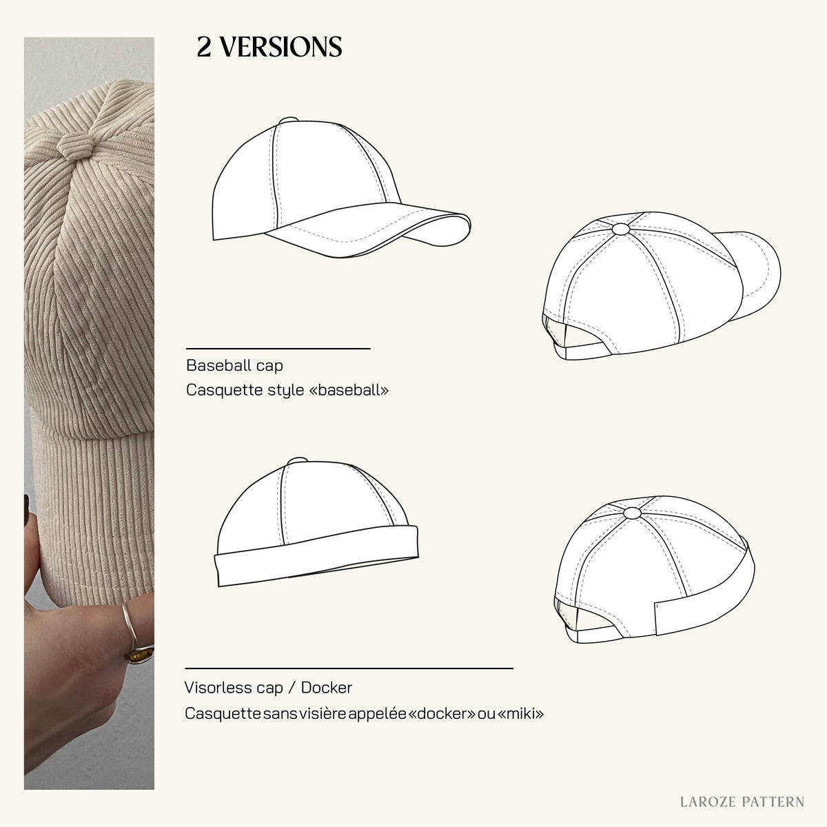 Docker Cap Pattern PDF Pattern | Cap, docker, miki – Laroze Pattern